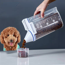 Load image into Gallery viewer, Dog Cat Food Pail Plastic Storage Tank with Measuring Cup
